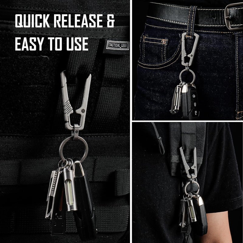 KeyUnity مشبك مفاتيح كارابيني من التيتانيوم، حامل مفاتيح EDC سريع الإطلاق مع حلقة مفاتيح - Image 1